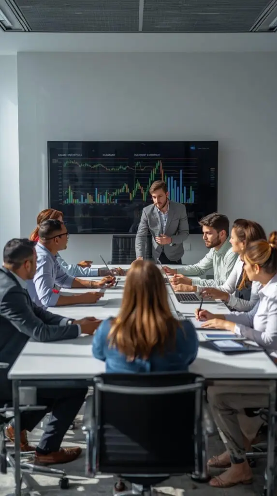 Business professionals at investment company office